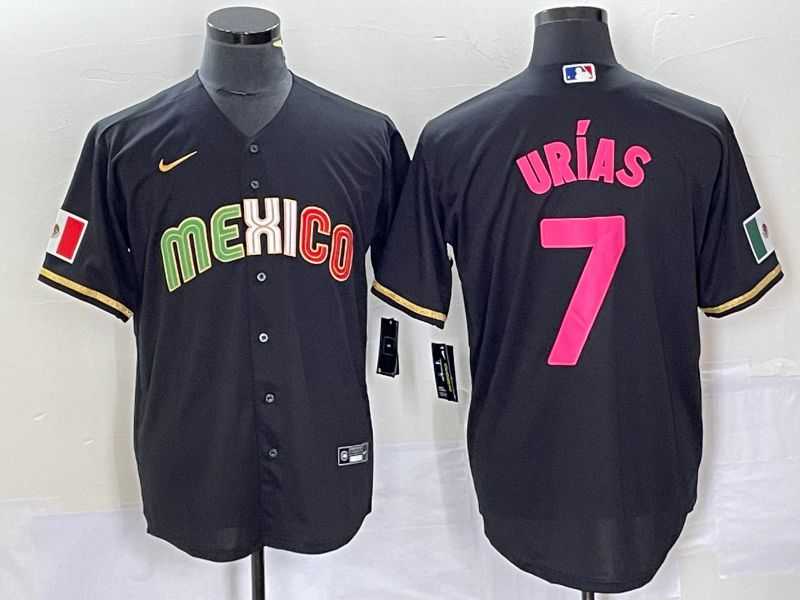 Men 2023 World Cub Mexico 7 Urias Black pink Nike MLB Jersey12